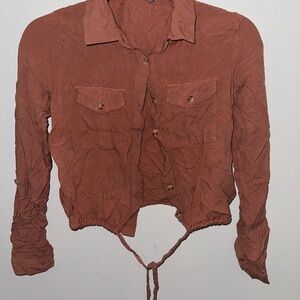 No Boundaries Rust Button Down Shirt